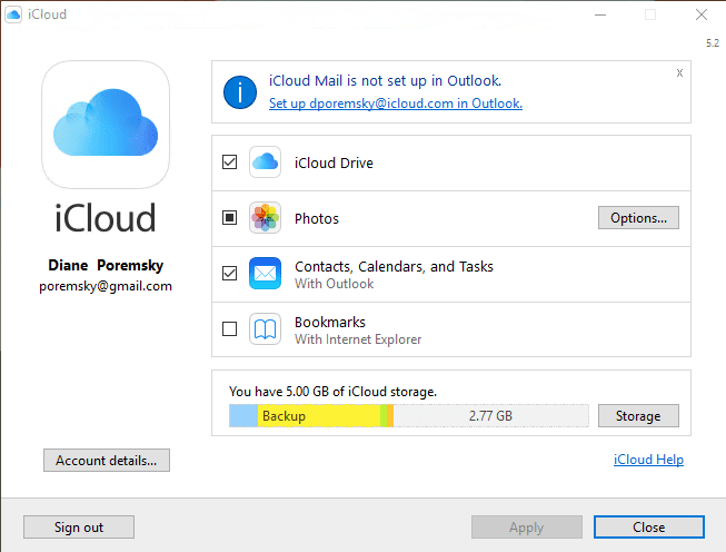 Sync icloud with outlook 2010